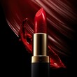 Luxurious red lipstick commercial, elegant elite makeup cosmetic presentation, premium brand beauty product