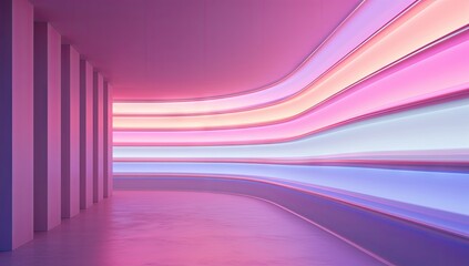 Poster - neon linear light gradient in the hallway generative ai