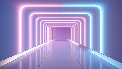 Poster - an abstract corridor with blue and pink light generative ai