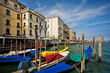 Gondolas along the Grand Canal, Venice Italy, Europe