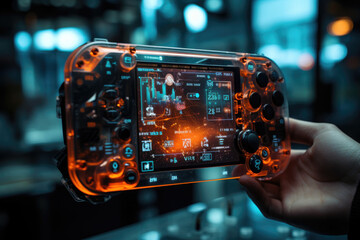 Aufkleber - a person's hand holding a physical nft display, bridging the gap between digital and tangible. gener