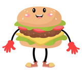 Fototapeta Dinusie -  vector cute burger  cartoon icon illustration