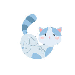  vector cute happy cat laying cartoon vector icon illustration