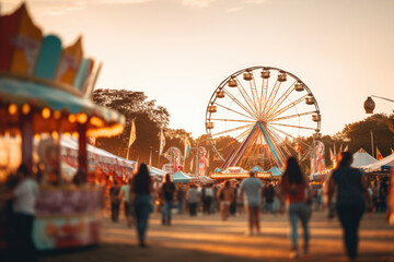 Poster - Local fair or carnival organized for Labor Day, where families and friends come together to enjoy rides, games, and festivities. Generative Ai.