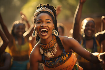 traditional south african dancers showcasing their vibrant culture through energetic performances. g