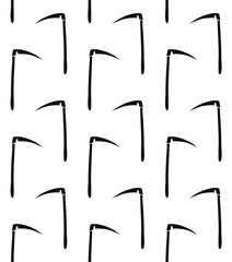 Poster - Vector seamless pattern of hand drawn doodle sketch Scythe silhouette isolated on white background