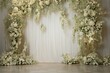 wedding backdrop aesthetic flower decoration white yellow indoor minimalist studio background