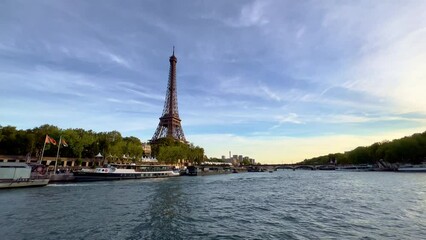 Wall Mural - Eiffel Tower in Paris - view from River Seine - travel photography