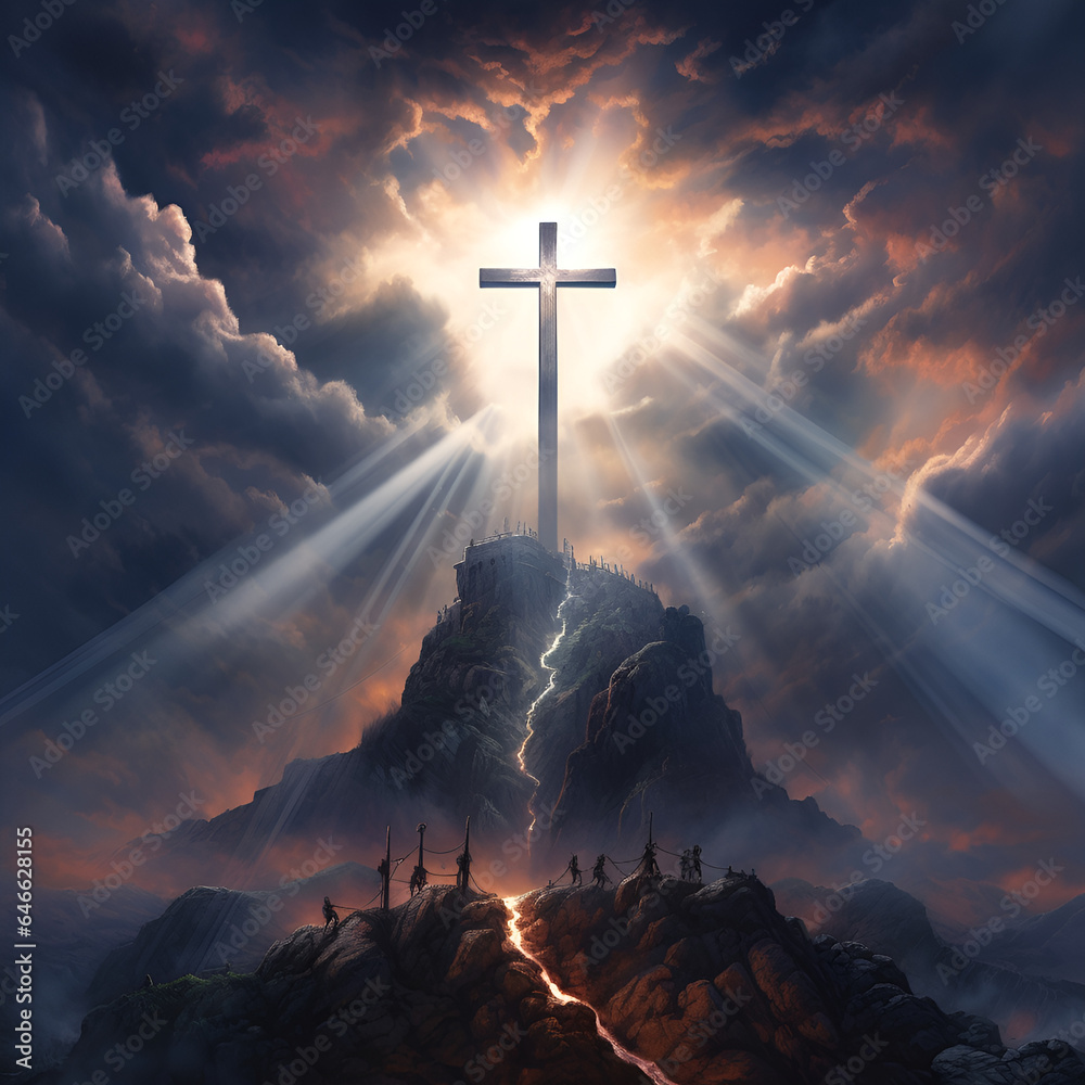 holy cross symbolizing the death and resurrection of Jesus Christ with ...