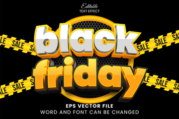 Black friday sale promotion editable vector text effect. Yellow black friday text 