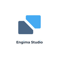 Wall Mural - EngimaStudio - Utilizes a geometric square shape with a blue color palette for the company logo template.