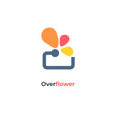 Overflow - Features an abstract community discussion exchange logo template vector icon.