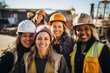 © Geber86 - Smiling portrait of a diverse happy female group of women working construction on a construction site