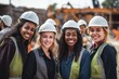 © Geber86 - Smiling portrait of a diverse happy female group of women working construction on a construction site