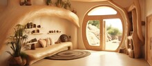 Neat Cob House With Light And Earth-inspired Interior Door Design.
