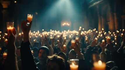 Poster - A crowd of people at a live event and concert or party at nightclub.