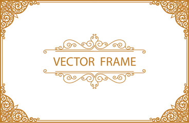 Poster - Gold frame with corner Thailand line floral for picture, Vector design frame border.