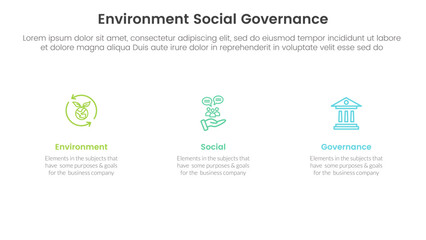 Poster - esg environmental social and governance infographic 3 point stage template with clean and simple inf