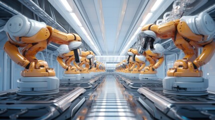 Aufkleber - Robot Workers In Factory.