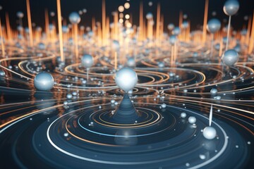 Aufkleber - Visualisation of quantum mechanics line, 3d rendering.