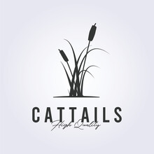 Cattails Logo Vintage Icon Symbol Vector Illustration Design