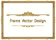 Gold frame with corner Thailand line floral for picture, Vector design frame border.