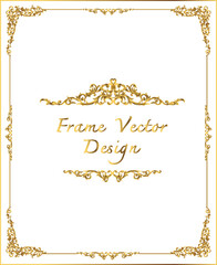 Poster - Gold frame with corner Thailand line floral for picture, Vector design frame border.