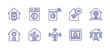© Huticon - Smart house line icon set. Editable stroke. Vector illustration. Containing washing machine, smart house, smart home.