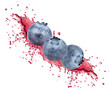 blueberry juice splash isolated on white background