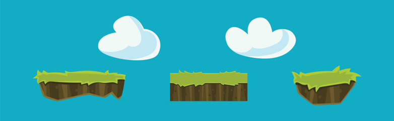 Poster - Nature Landscape Flat Elements for Game Design Vector Set