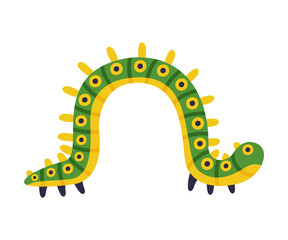 Sticker - Bright Green Caterpillar as Larval Stage of Insect Crawling and Creeping Vector Illustration