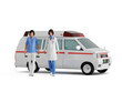 救急車と医療スタッフ