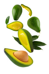 Wall Mural - Green ripe avocado on a transparent background