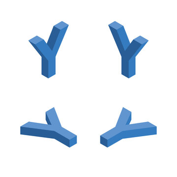 Isometric letter Y. Template for creating logos.