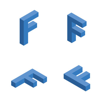 Isometric letter F. Template for creating logos.