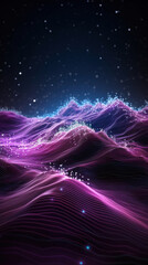 Poster - Futuristic big data visualization wave blue and purple background