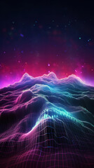 Poster - Futuristic big data visualization wave blue and purple background