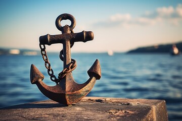Poster - metal anchor on the pier.
