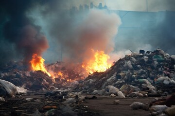 Poster - A garbage dump is on fire.