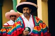 © poker - Mexican people in traditional attire for celebration of festival in sombrero or mexican hat