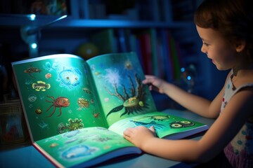 Poster - A child is looking at an educational book.
