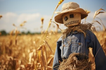 Poster - Scarecrow on the field in the summer.