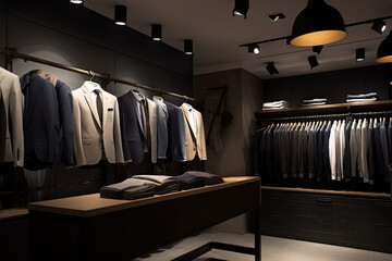 Wall Mural - A modern and luxurious men's clothing boutique with an elegant interior design.