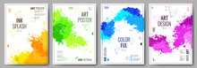 Set Of Abstract Posters. A Bright Splash Of Paint On A White Background. Place For Text. Design For Cover, Poster, Business Card, Postcard, Brochure. Vector Illustration.