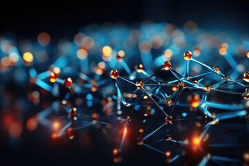 Fototapete - Concept of big data, machine learning, artificial intelligence, Global network.Global connecting points infographic.Abstract graphics scheme of neural machine mind with AI.