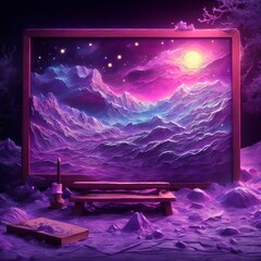 Wall Mural - beautiful purple background blackboard with attractive light and details 