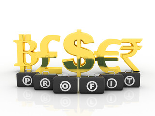 Poster - 3d rendering Global Currencies sign