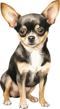 Сhihuahua Dog Watercolour Illustration Created With Generative AI Technology