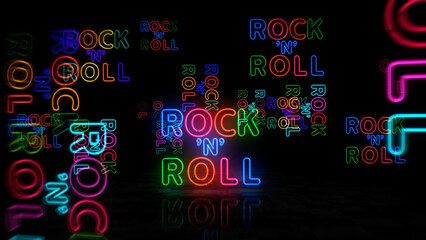 Wall Mural - Rock-n-roll music neon light 3d illustration