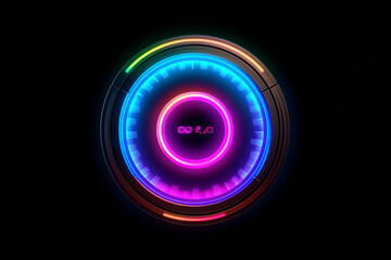 hitech dial button, circle line overlay, glow neon